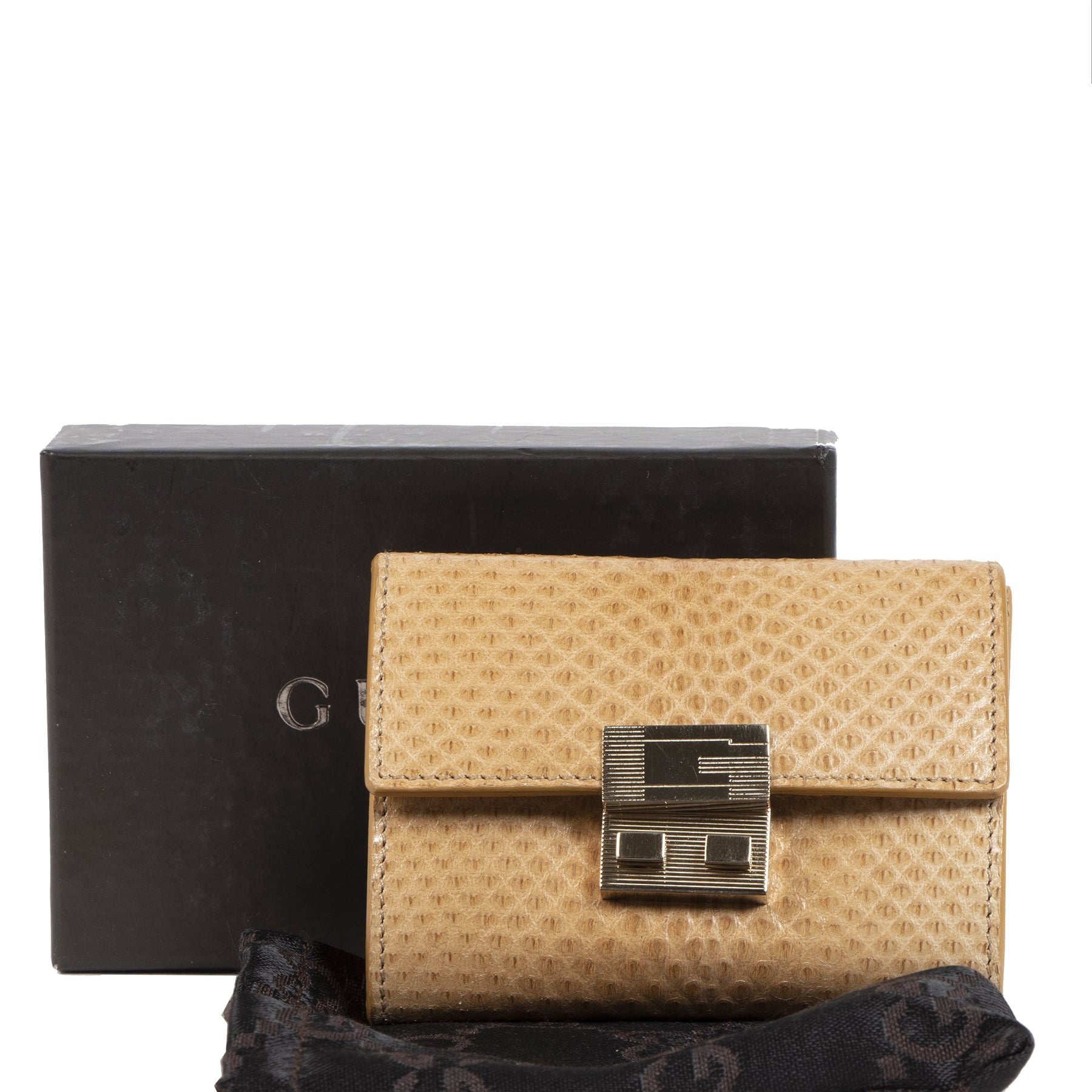 Gucci Karung Snakeskin Beige Compact Wallet