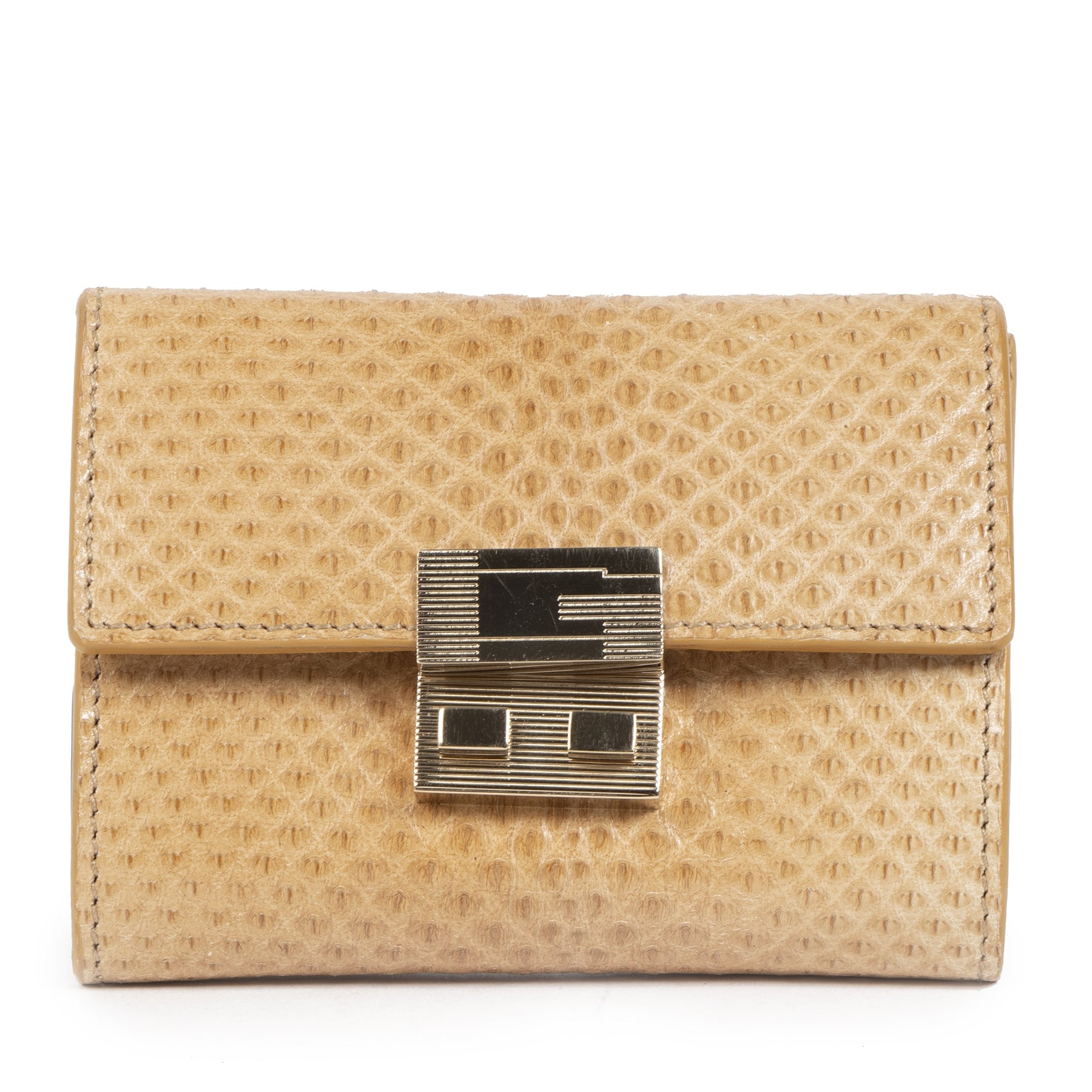 Gucci Karung Snakeskin Beige Compact Wallet