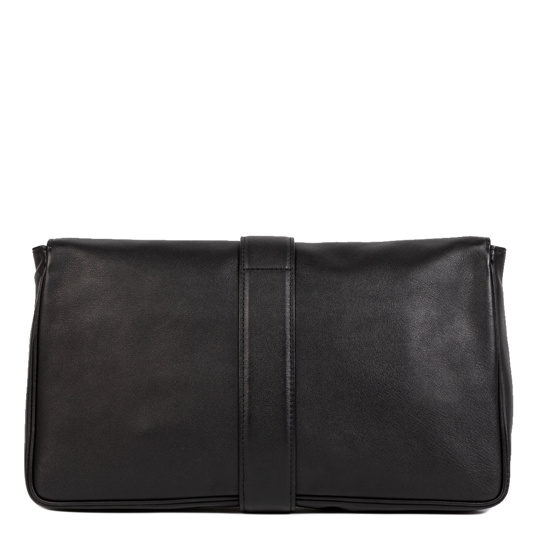 Authentieke Tweedehands Delvaux Black Givry Leather Pochette Clutch juiste prijs veilig online shoppen luxe merken webshop winkelen Antwerpen België mode fashion