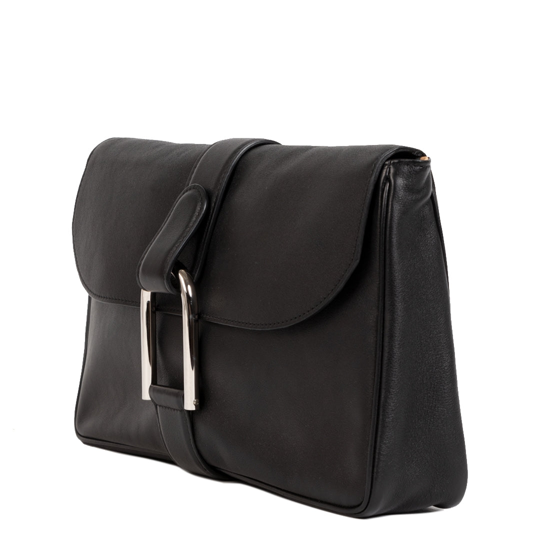 Authentic secondhand Delvaux Black Givry Leather Pochette Clutch safe and secure online shopping vintage webshop designer bags luxury worldwide shipping