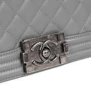 We buy and sell your authentic Chanel Grey Quilted Leather Small Boy Flap Bag for the best price