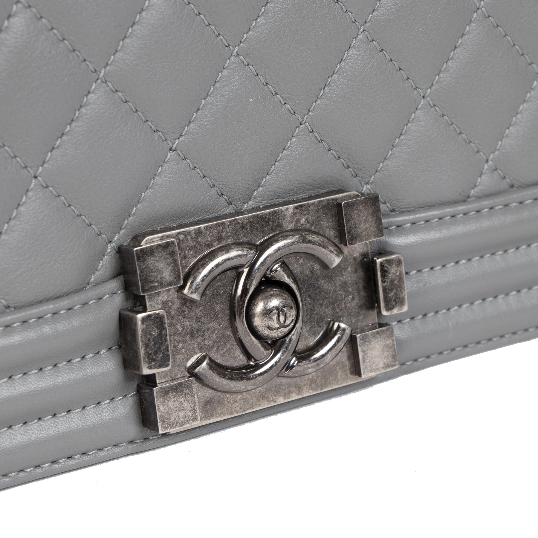 We buy and sell your authentic Chanel Grey Quilted Leather Small Boy Flap Bag for the best price