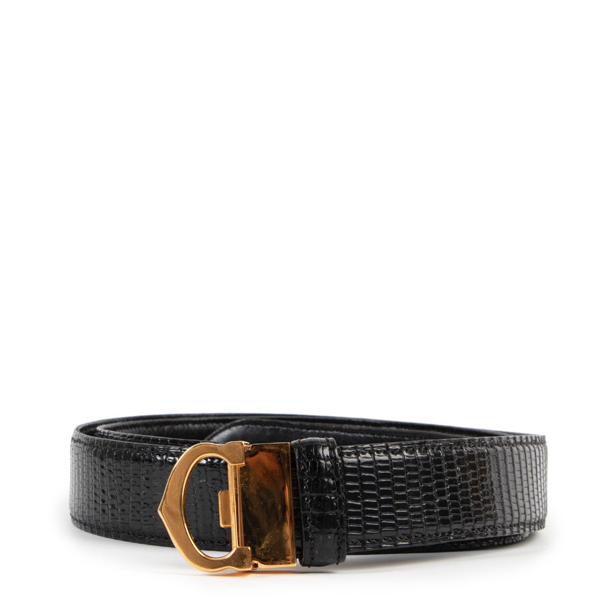 Shop safe online at Labellov in Antwerp this 100% authentic second hand Cartier Black Leather Belt