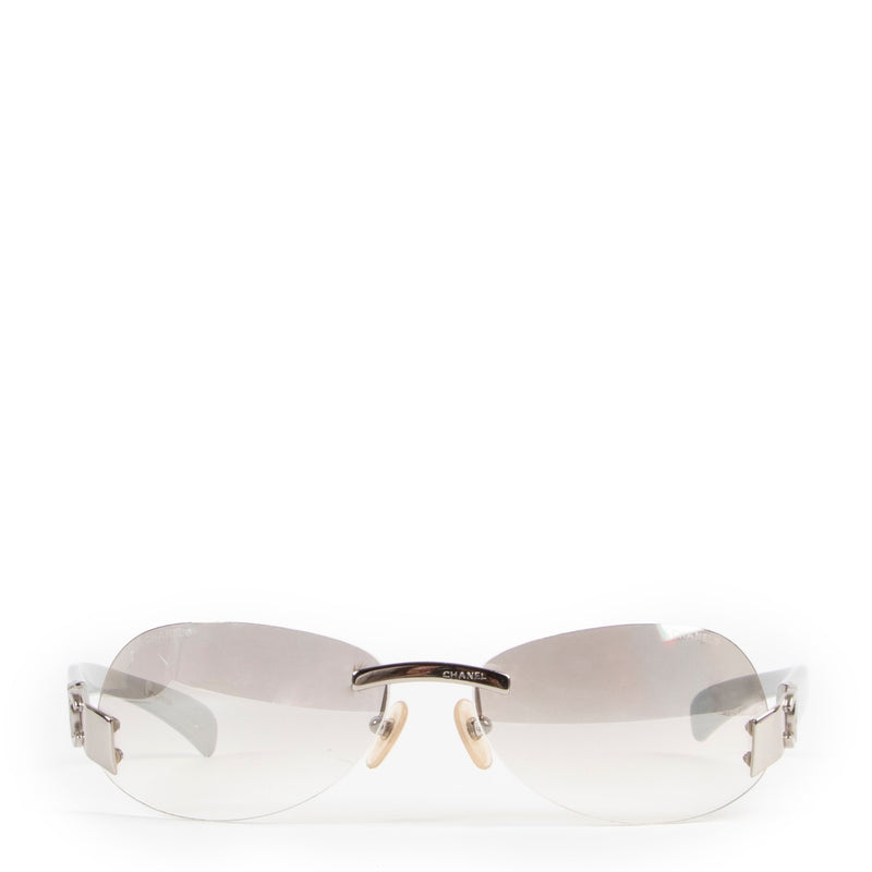 shop authentic second hand vintage Chanel y2k Silver CC Rimless Sunglasses at Labellov for best price