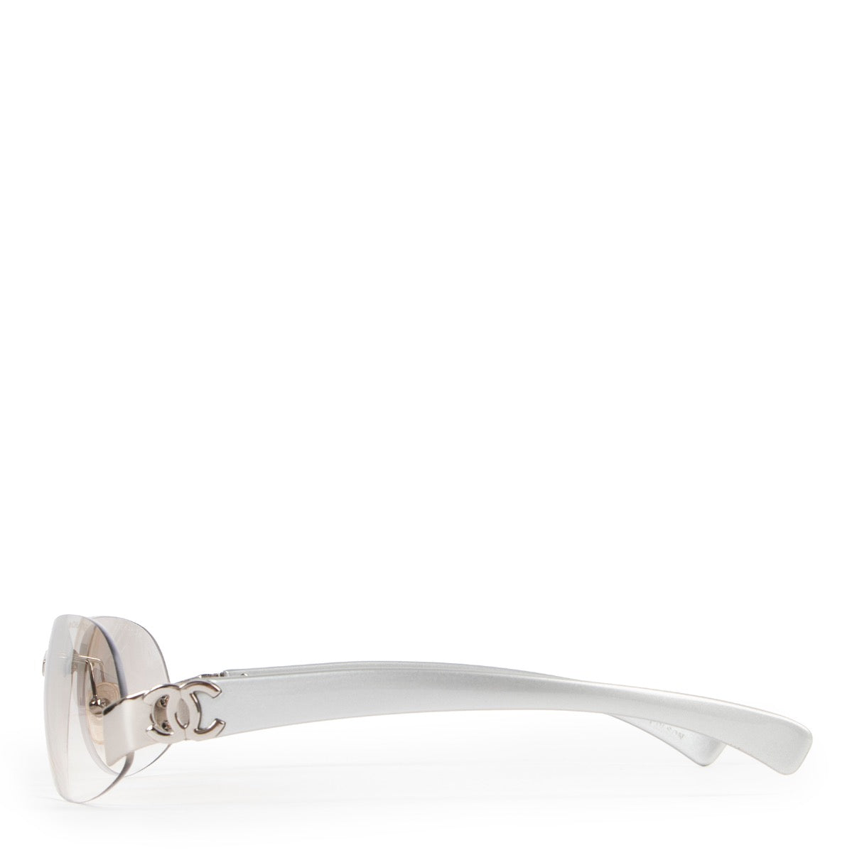 shop authentic second hand vintage Chanel y2k Silver CC Rimless Sunglasses at Labellov for best price