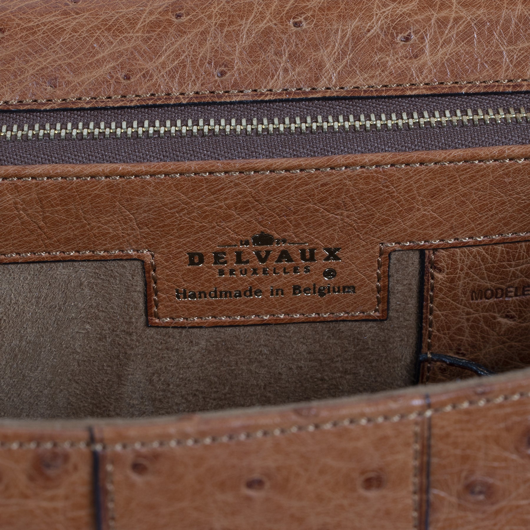 Authentic secondhand Delvaux Brillant MM Ostrich Bag buy Delvaux Brillant designer bags designer luxury vintage webshop fashion worldwide shipping safe secure online shopping Antwerp