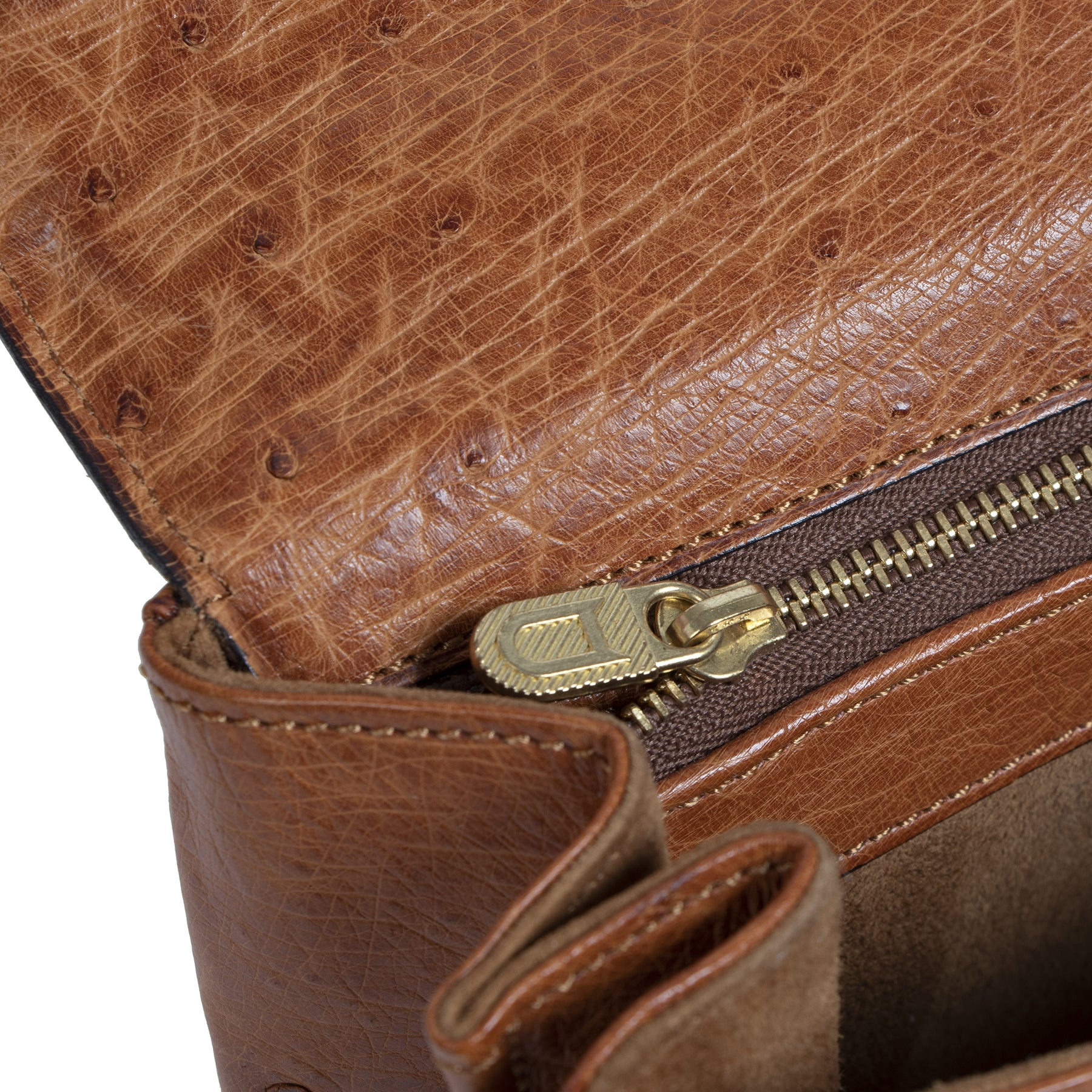 Authentieke Tweedehands Delvaux Brillant MM Ostrich Bag juiste prijs veilig online shoppen luxe merken webshop winkelen Antwerpen België mode fashion
