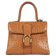 Authentieke Tweedehands Delvaux Brillant MM Ostrich Bag juiste prijs veilig online shoppen luxe merken webshop winkelen Antwerpen België mode fashion