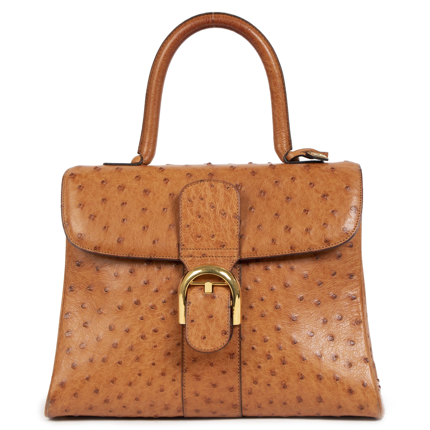 Authentieke Tweedehands Delvaux Brillant MM Ostrich Bag juiste prijs veilig online shoppen luxe merken webshop winkelen Antwerpen België mode fashion