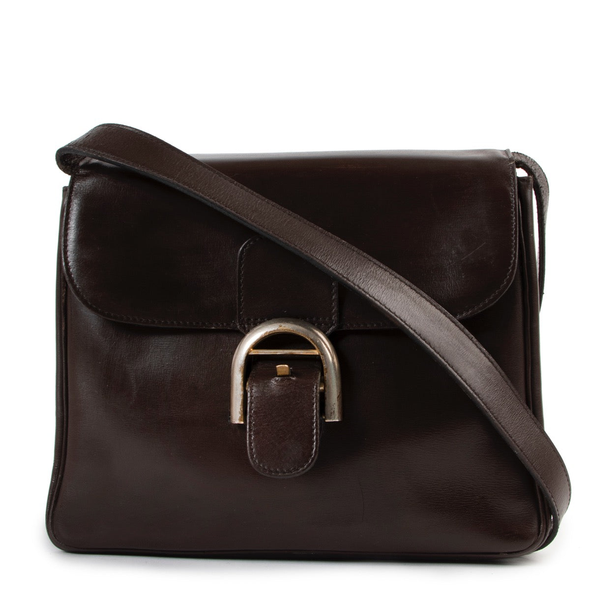 Shop safe online at Labellov in Antwerp this 100% authentic second hand Delvaux Brown Festival Crossbody