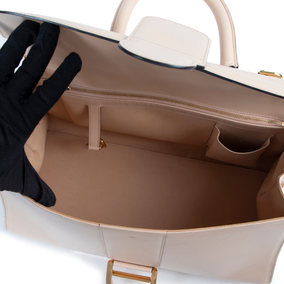 Spacious original Delvaux Nude Leather East West Brillant Bag
