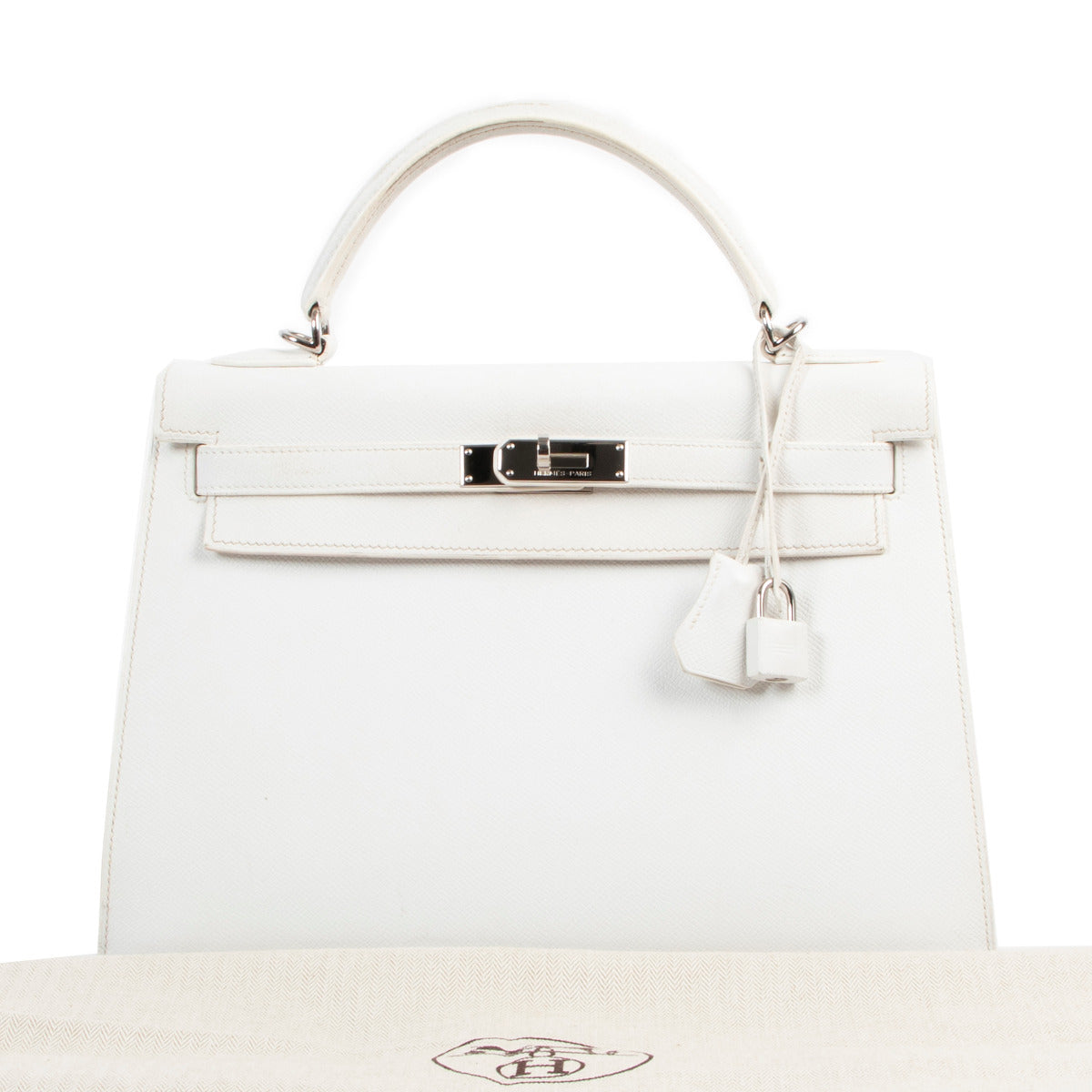 Hermès Kelly 32 Epsom White PHW