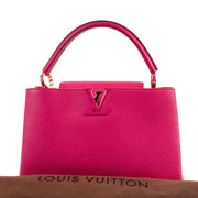shop safe online at Labellov Louis Vuitton Taurillon Capucines MM Hibiscus Pink
