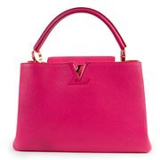 shop safe online at Labellov Louis Vuitton Taurillon Capucines MM Hibiscus Pink