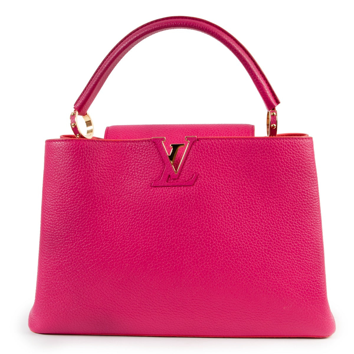 shop safe online at Labellov Louis Vuitton Taurillon Capucines MM Hibiscus Pink