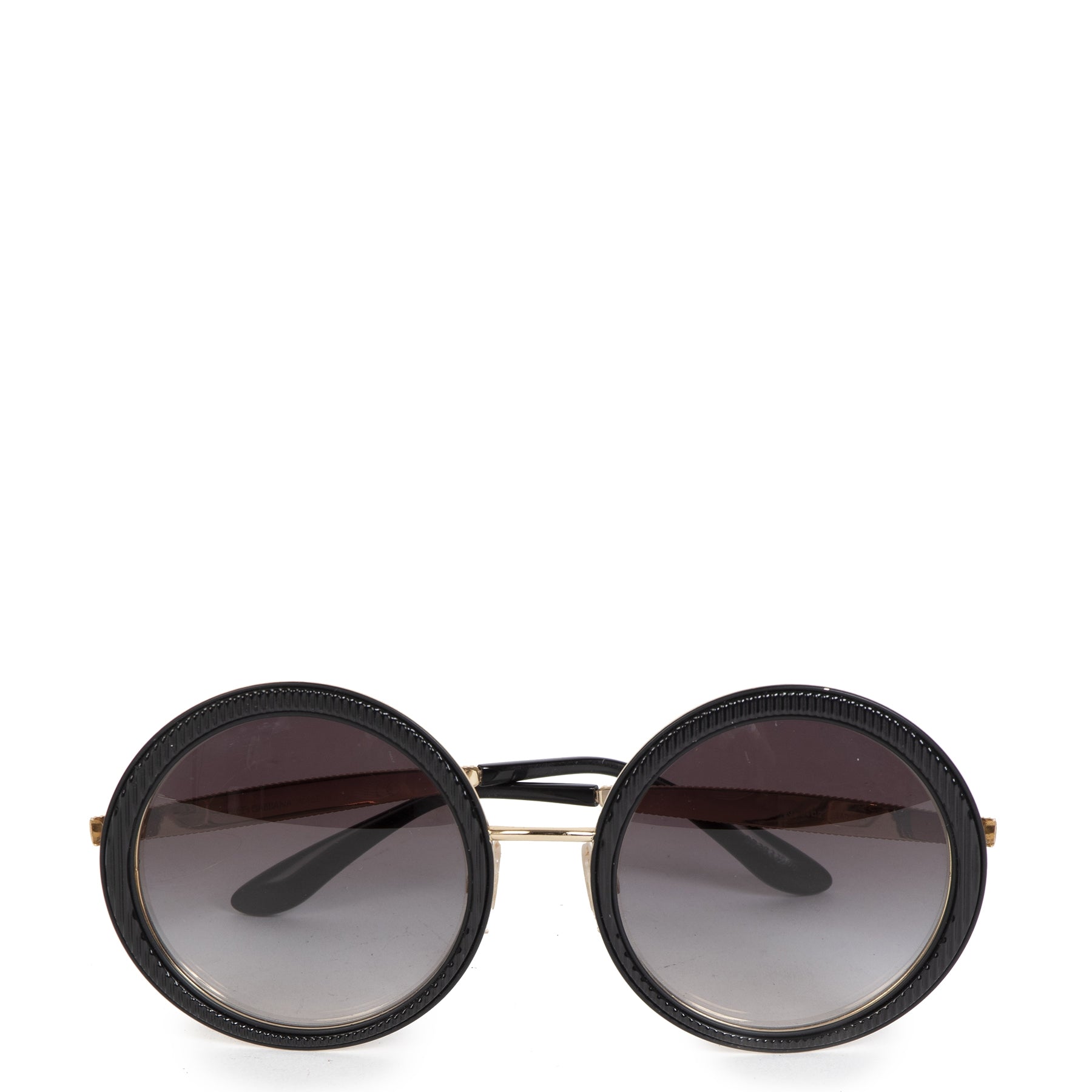 Dolce & Gabbana Black Crystal Trim Round Sunglasses