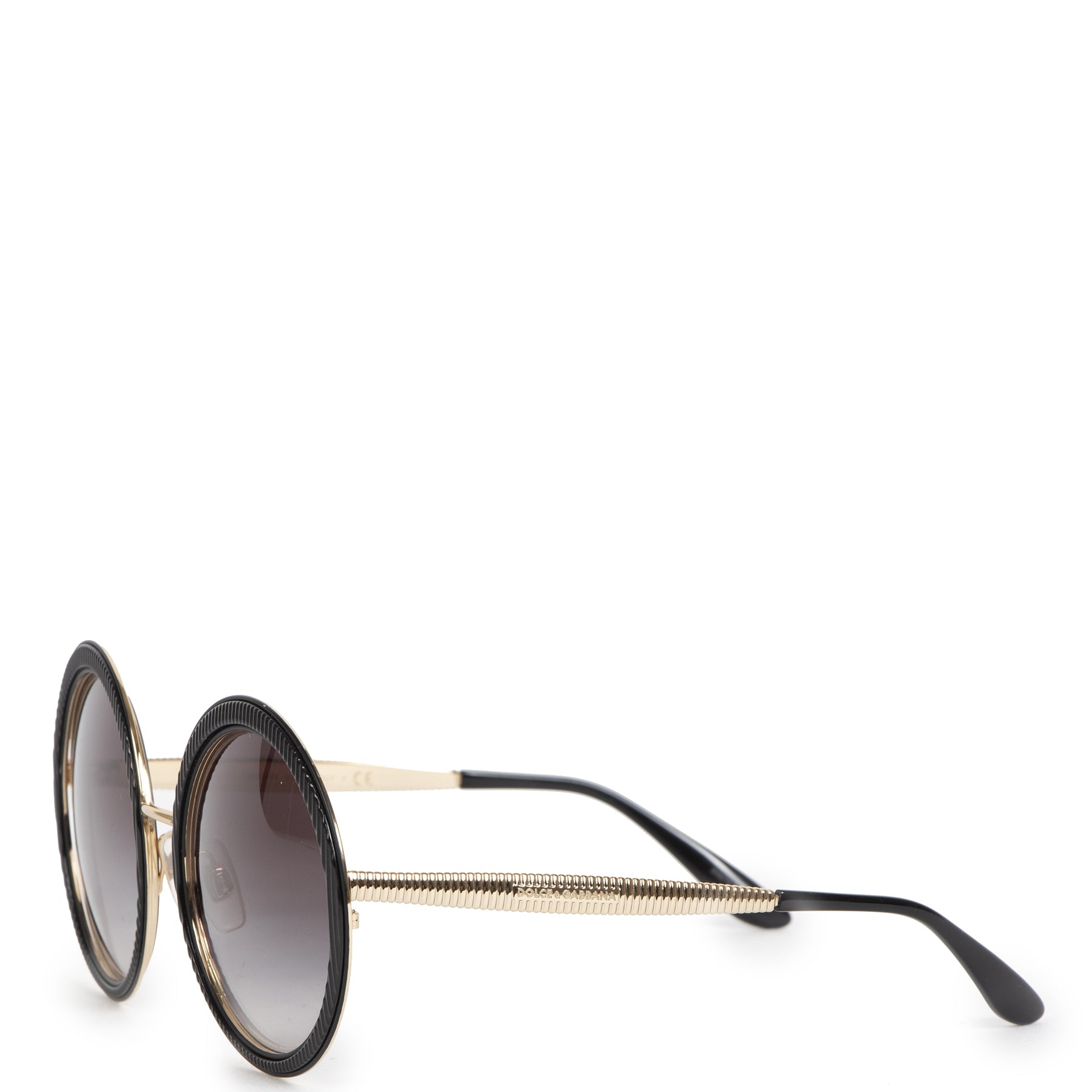 Dolce & Gabbana Black Crystal Trim Round Sunglasses