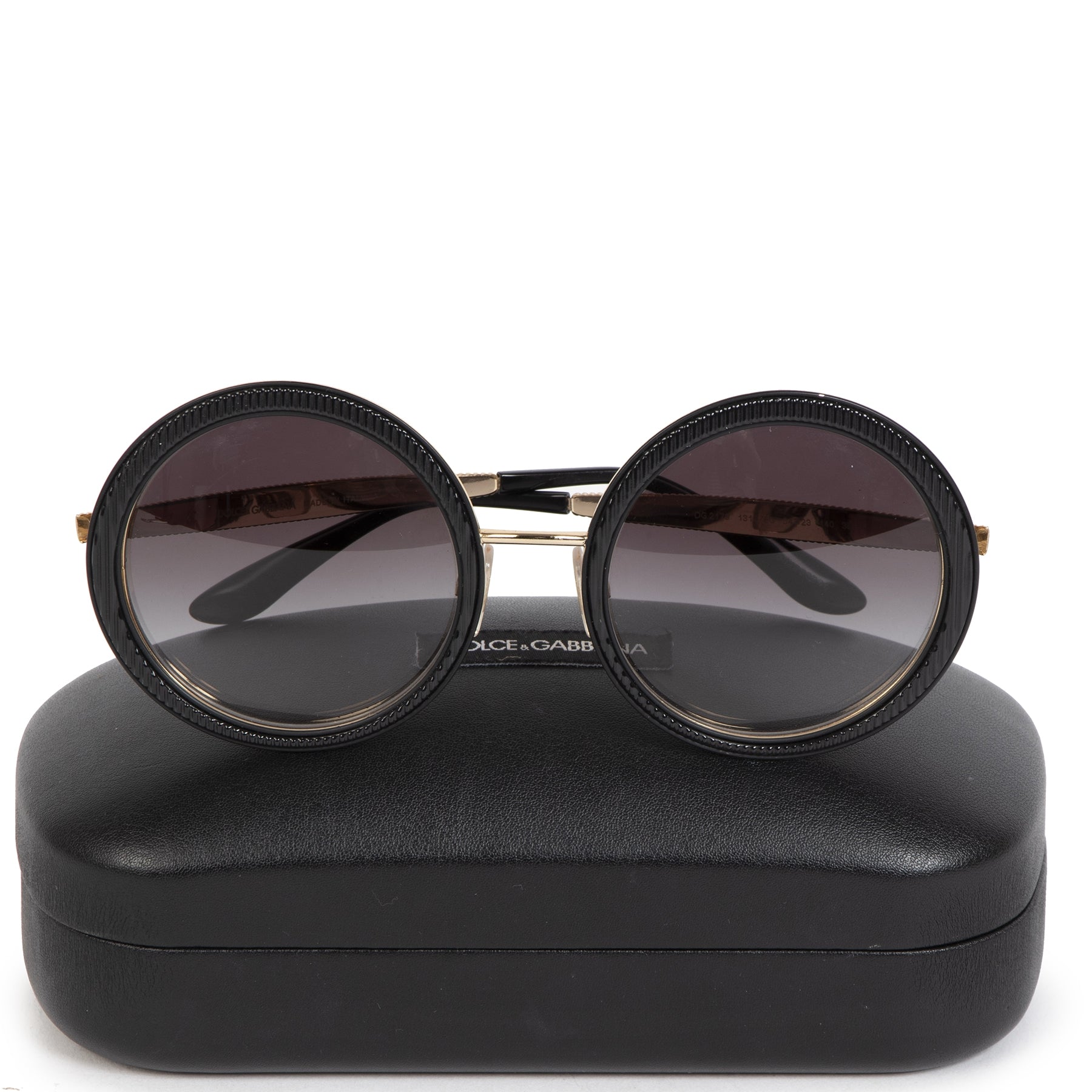 Dolce & Gabbana Black Crystal Trim Round Sunglasses