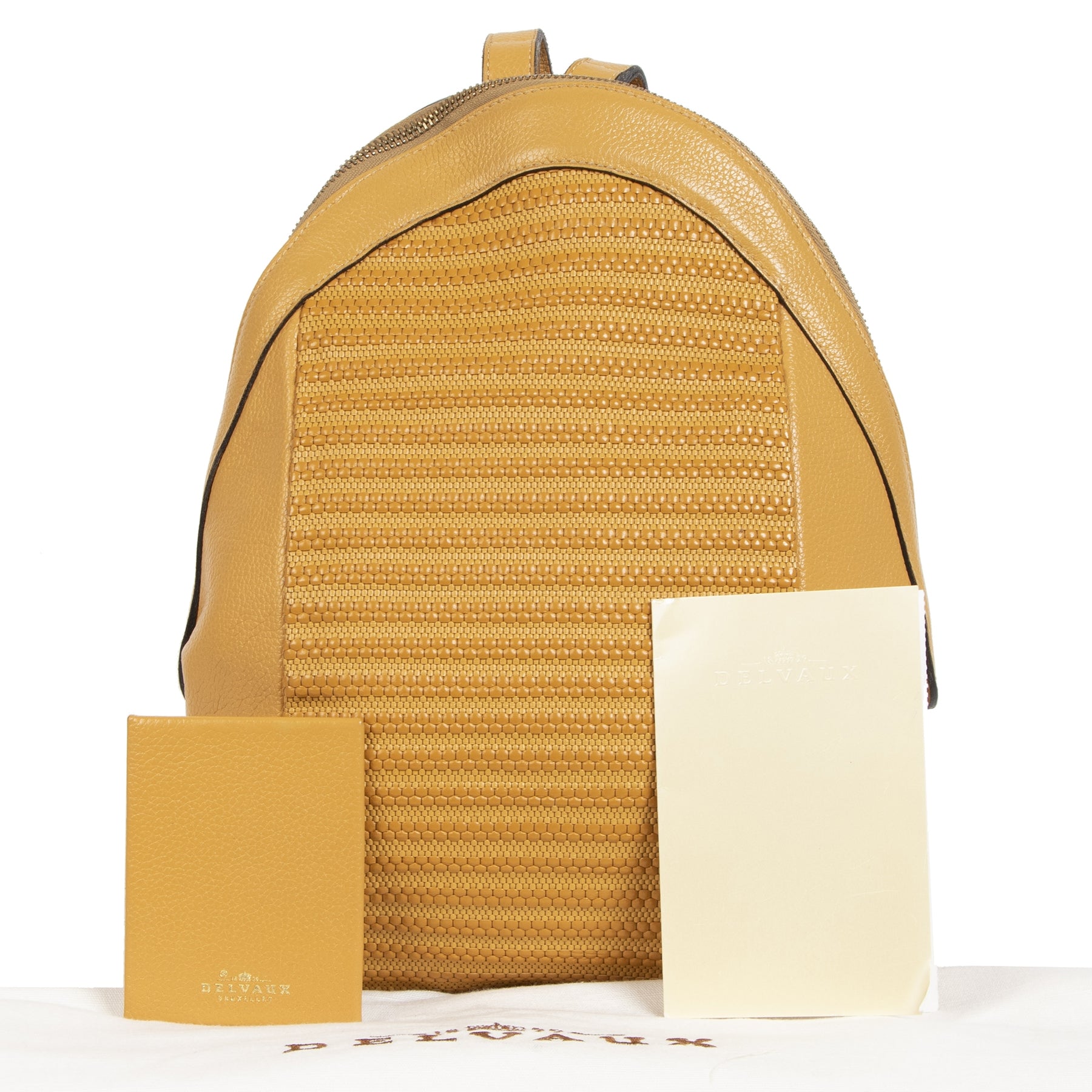 Authentic secondhand Delvaux Ochre Yellow Azov Backpack designer bags luxury vintage webshop safe secure online shopping fashion