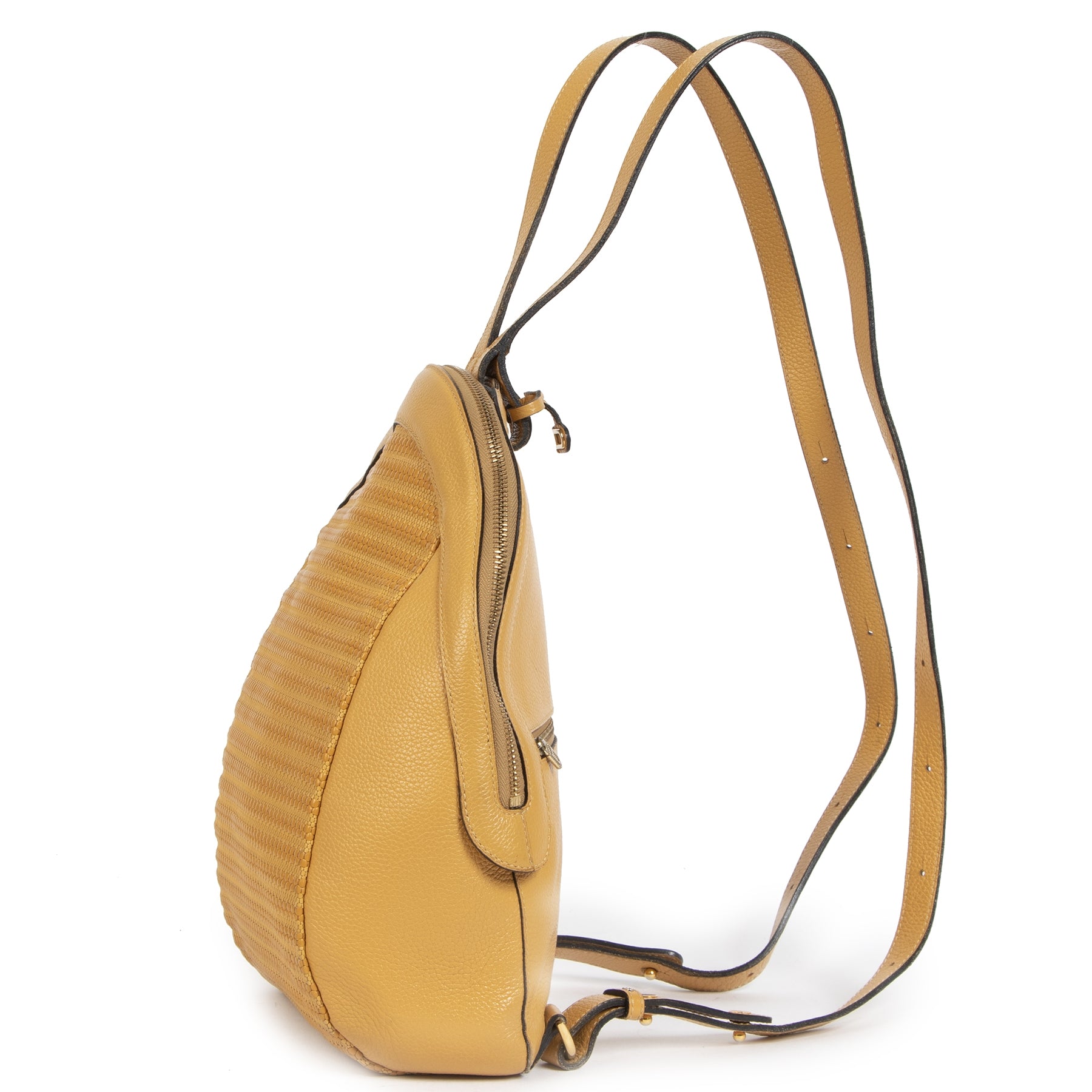 Authentieke Tweedehands Delvaux Ochre Yellow Azov Backpack juiste prijs veilig online shoppen luxe merken webshop winkelen Antwerpen België mode fashion