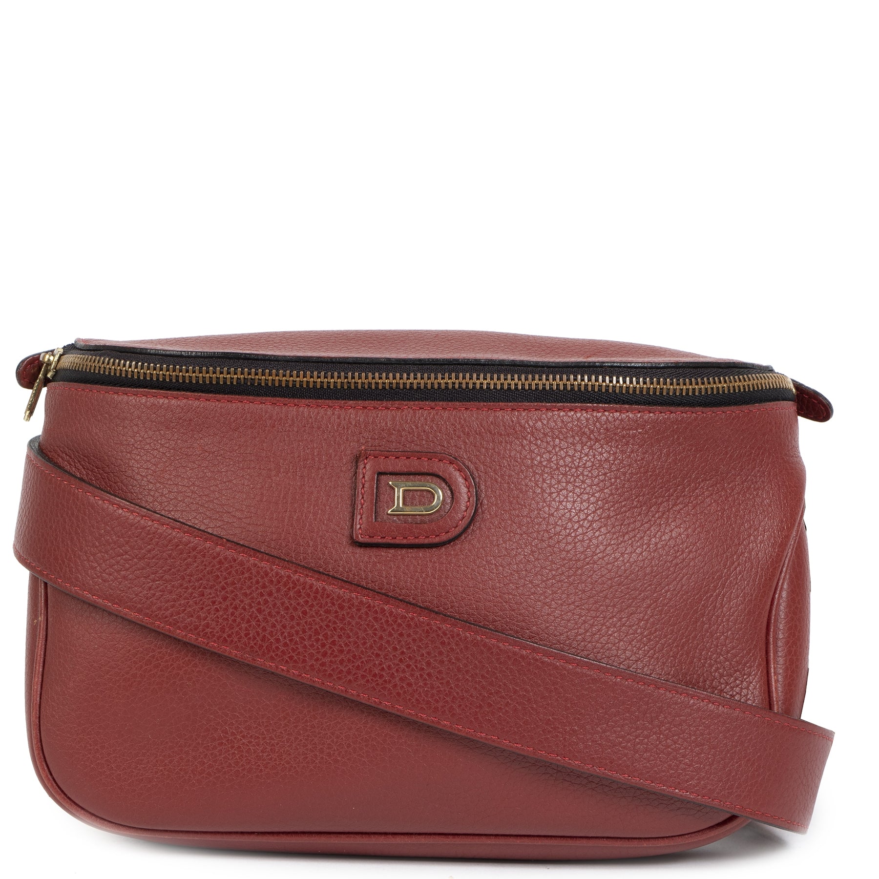 Delvaux Red Evasion Belt Bag for sale exclusively at Labellov secondhand luxury