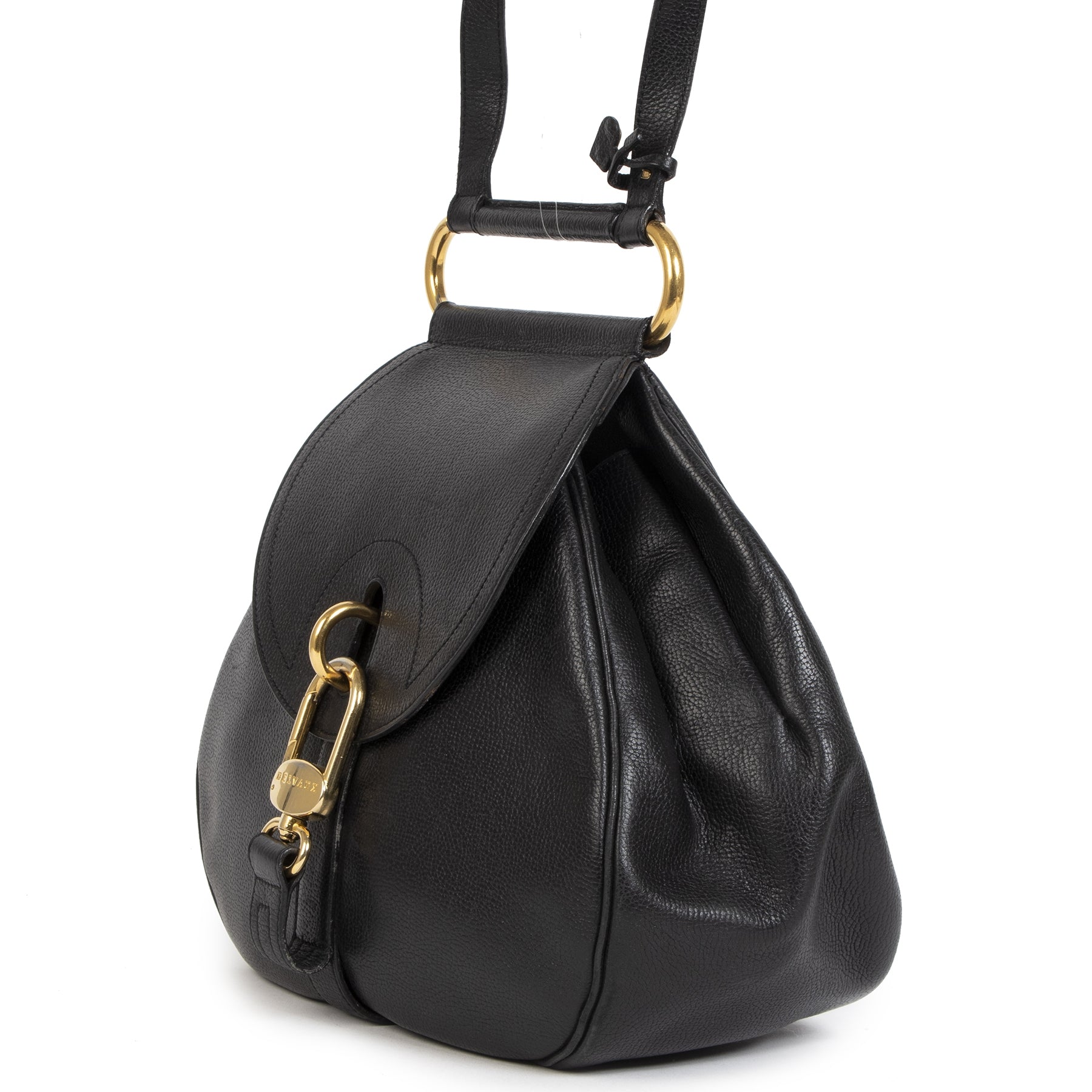 Authentieke Tweedehands Delvaux Cerceau GM Black Jumping Leather Bag juiste prijs veilig online shoppen luxe merken webshop winkelen Antwerpen België mode fashion