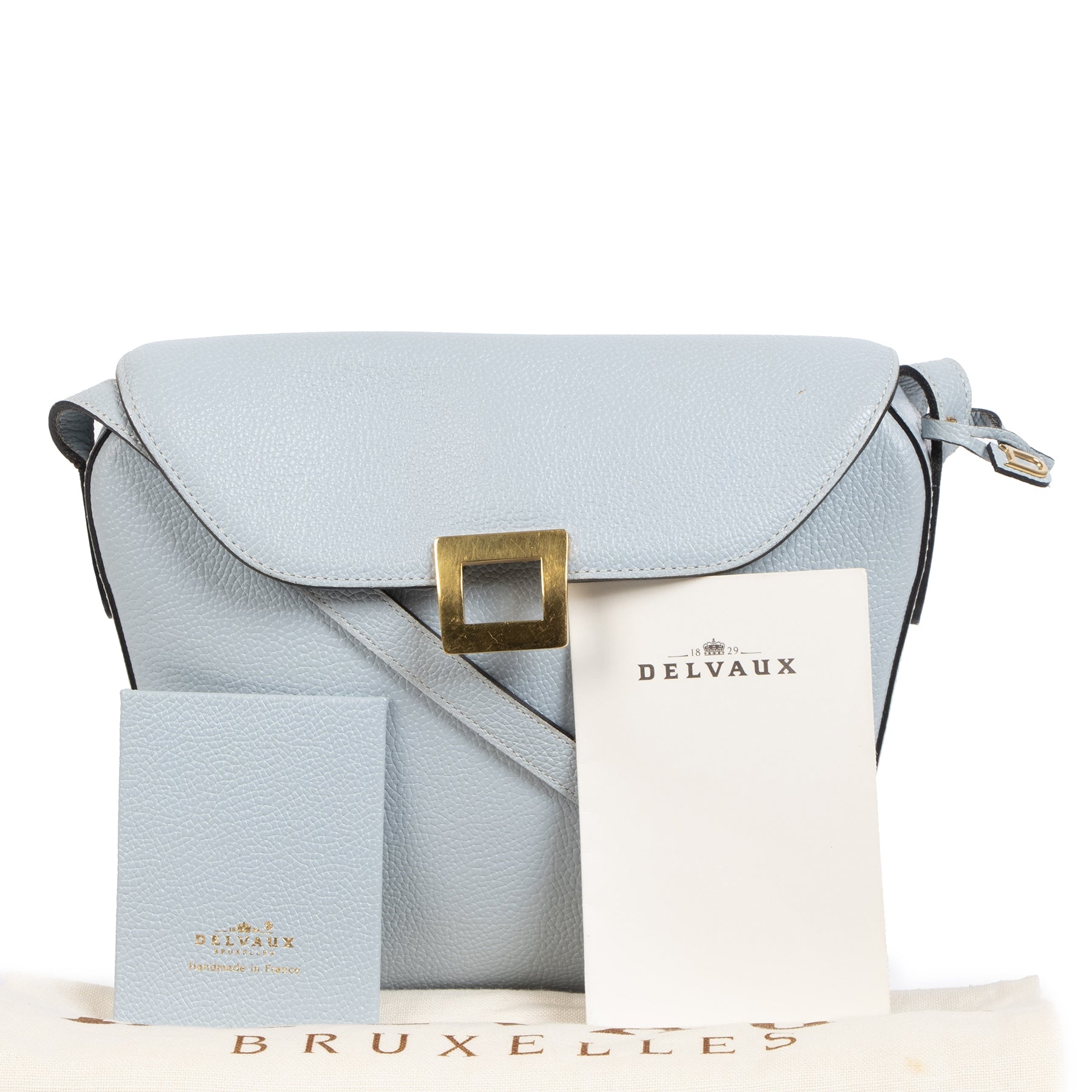 Delvaux Baby Blue Square Crossbody Bag