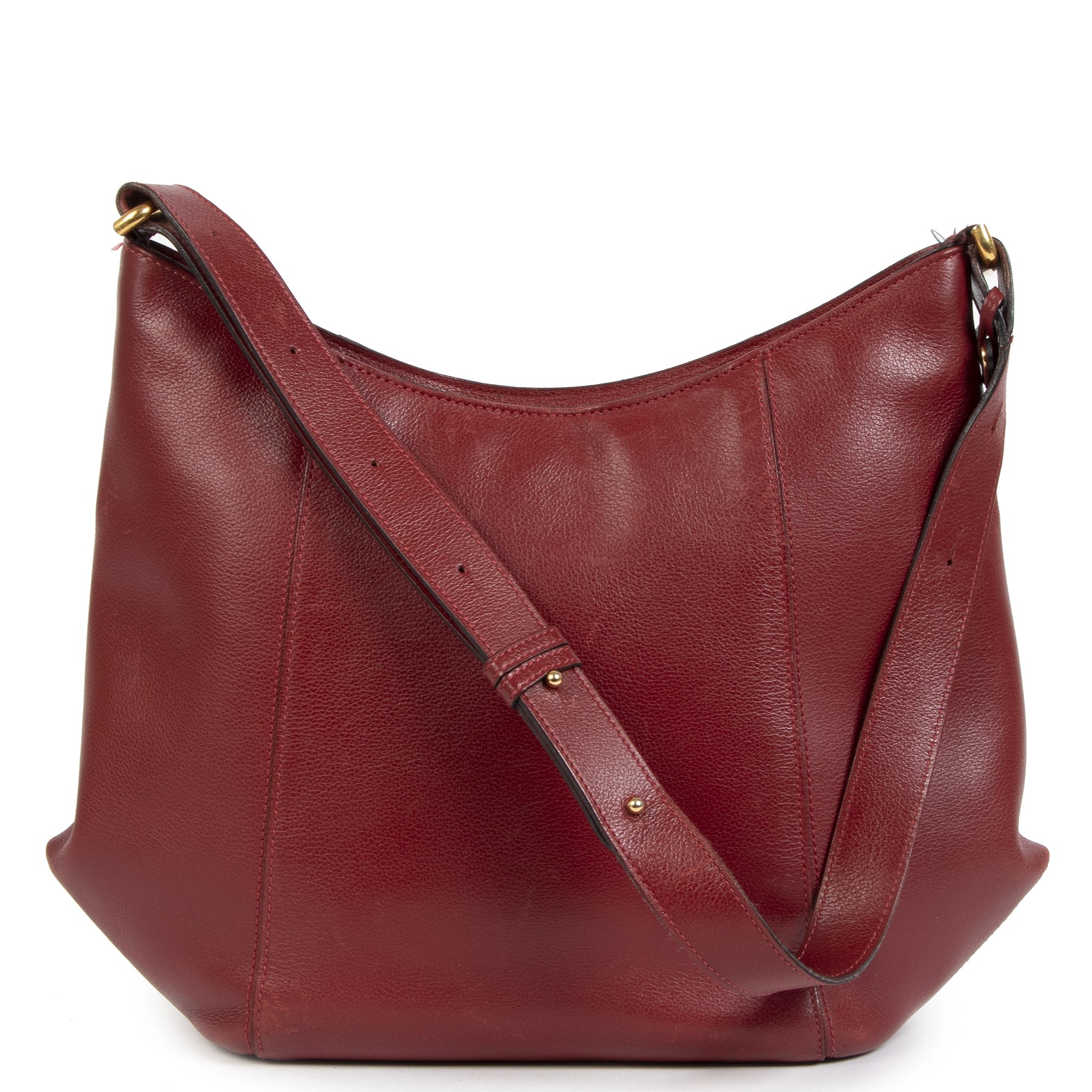 Authentieke Tweedehands Delvaux Dark Red Souhait Jumping Shoulder Bag juiste prijs veilig online shoppen luxe merken webshop winkelen Antwerpen België mode fashion