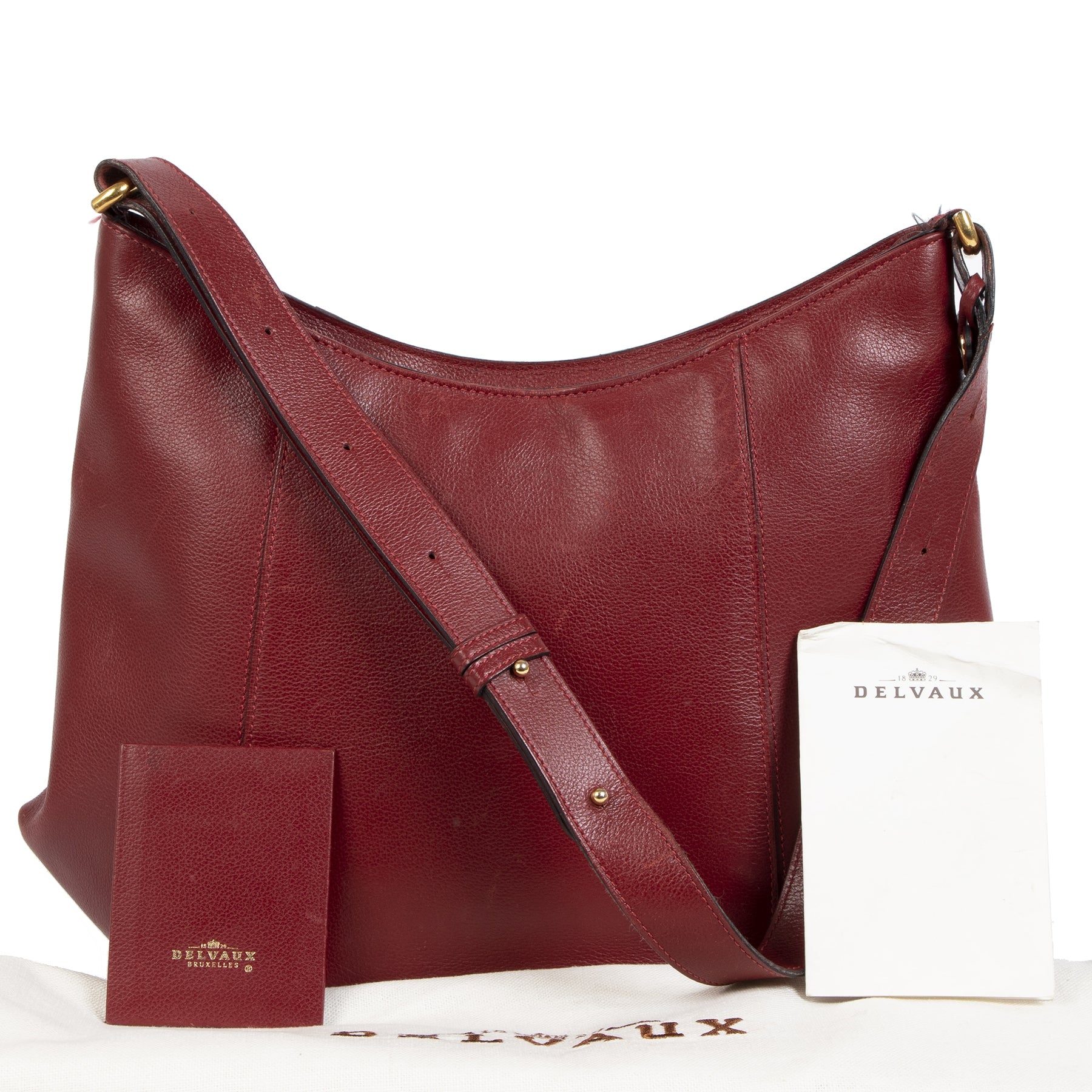 Authentic secondhand Delvaux Dark Red Souhait Jumping Shoulder Bag designer bags luxury vintage webshop fashion safe secure online shopping worldwide shipping