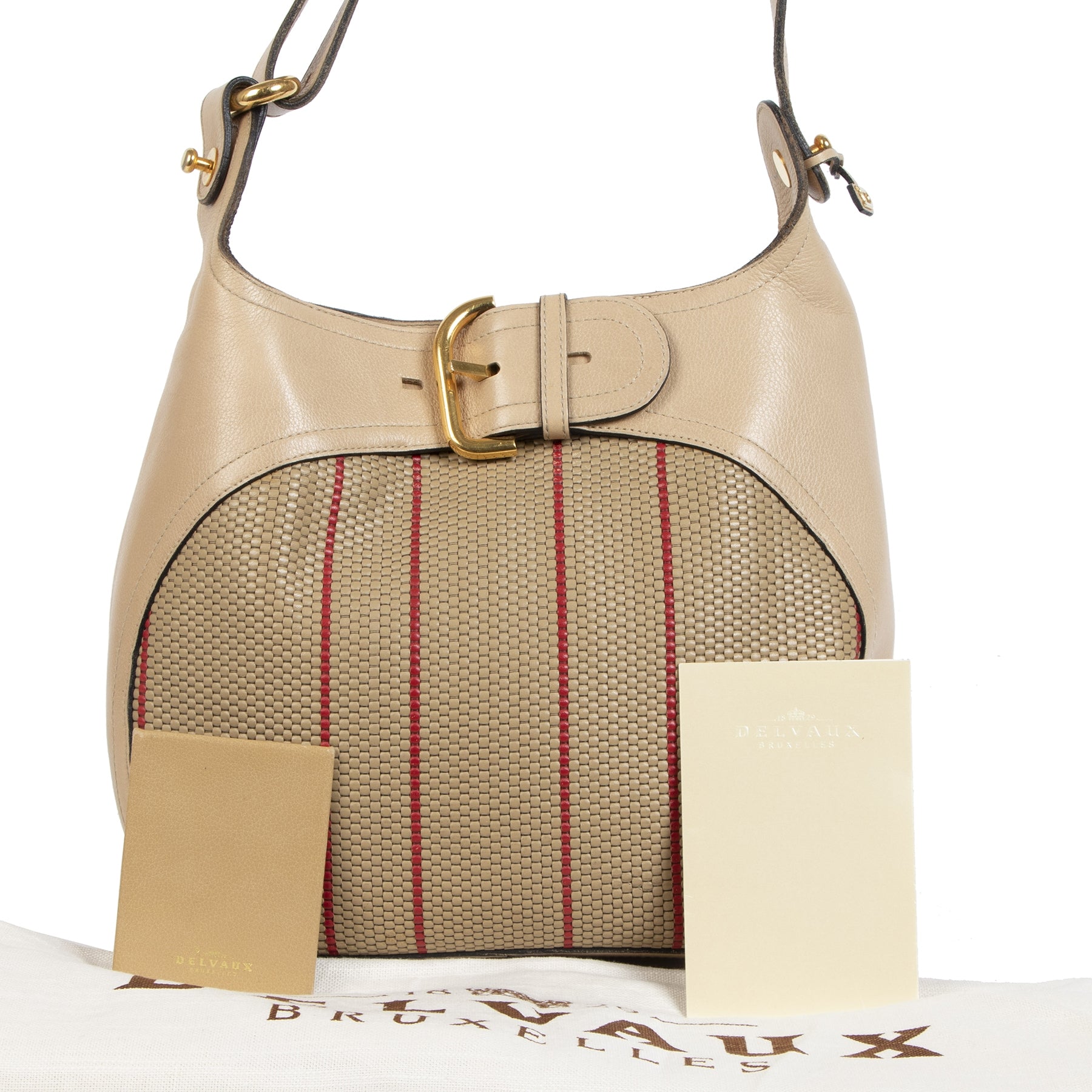 Koop en verkoop uw authentieke Delvaux Chardonnay Toile de Cuir Desert Bag aan de beste prijs