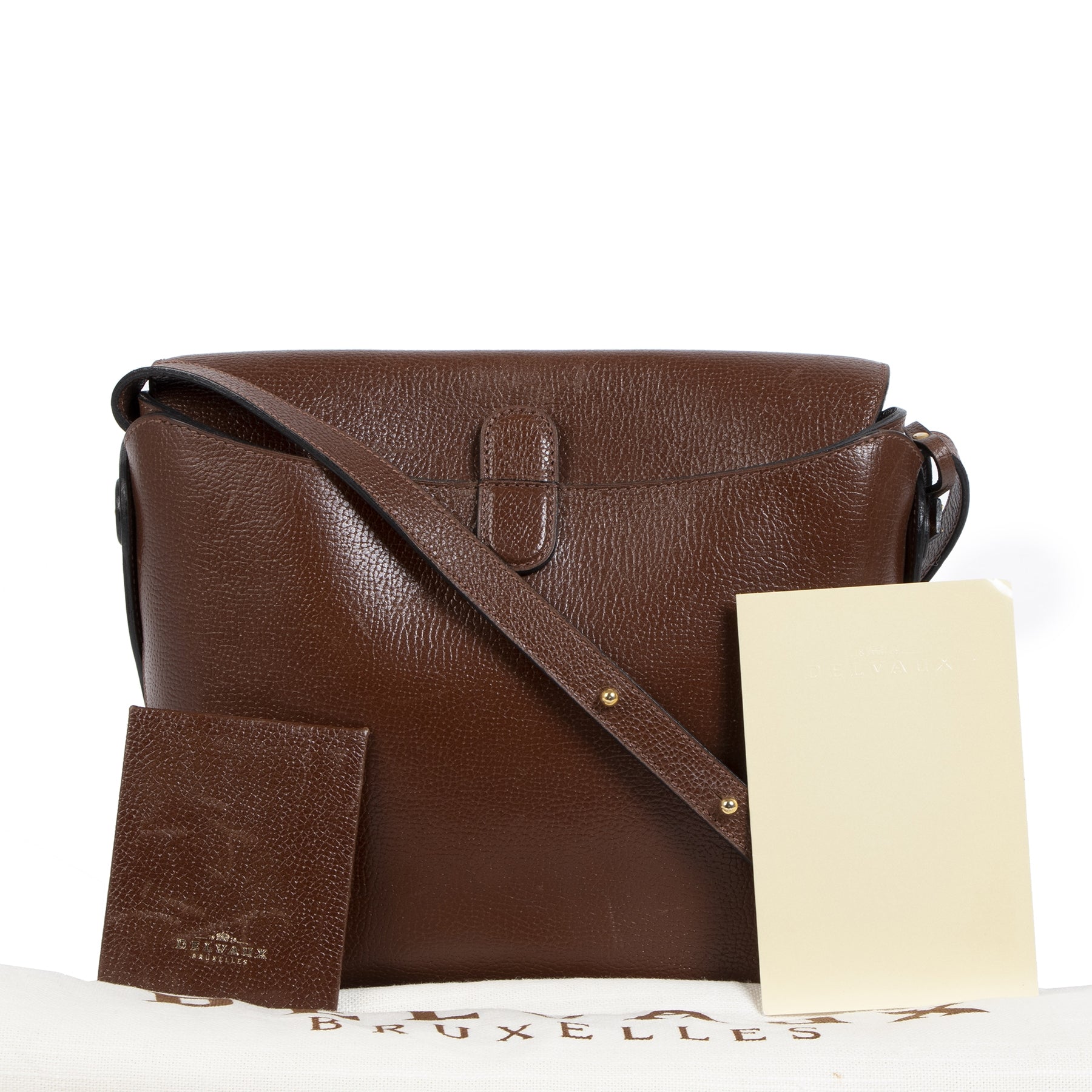 Authentic secondhand Delvaux Chestnut Brown Leather Crossbody Bag designer bags designer accessories luxury vintage webshop safe secure online shopping fashion worldwide shipping