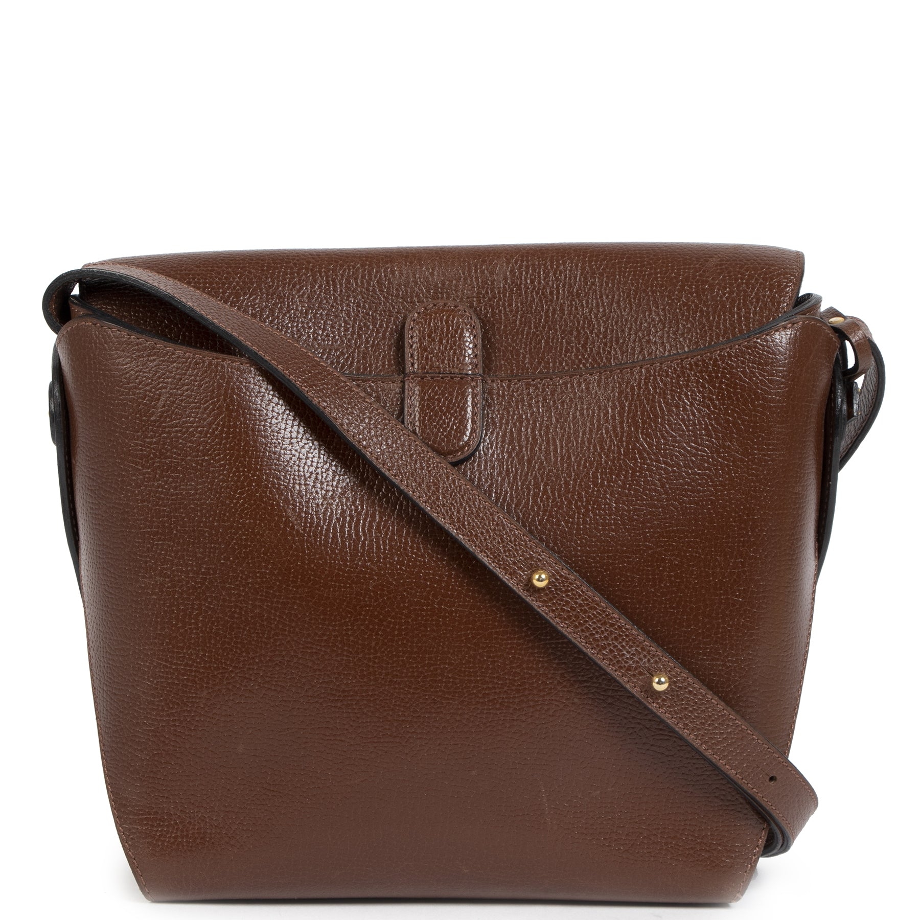 Authentieke Tweedehands Delvaux Chestnut Brown Leather Crossbody Bag juiste prijs veilig online shoppen luxe merken webshop winkelen Antwerpen België mode fashion