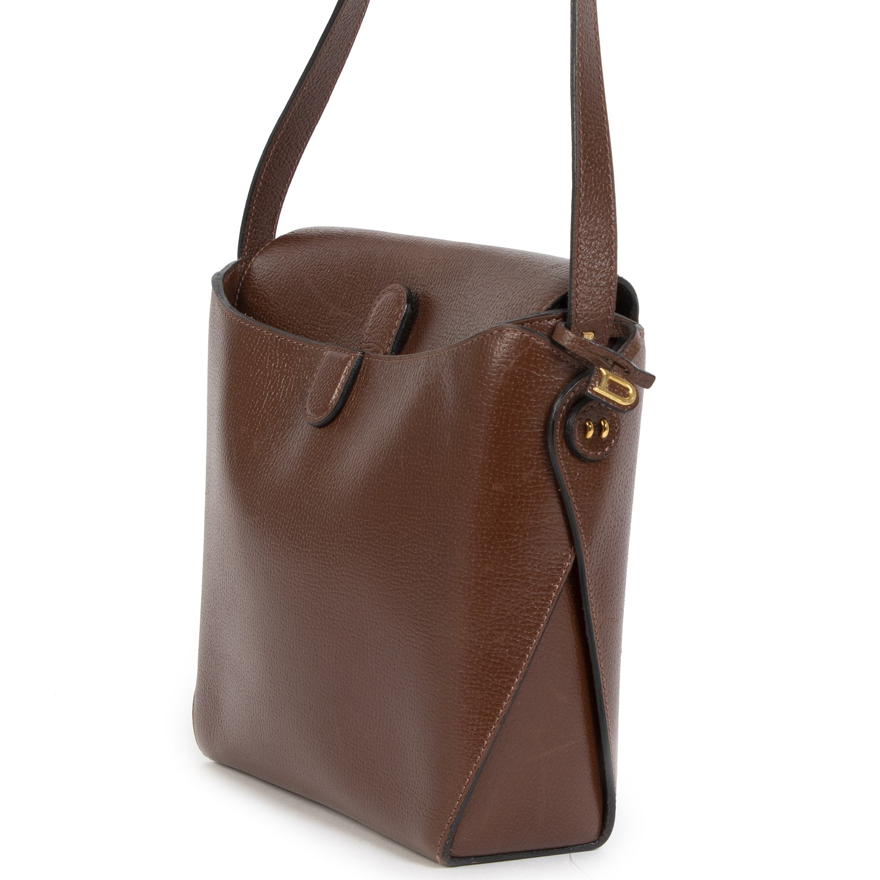Authentic secondhand Delvaux Chestnut Brown Leather Crossbody Bag designer bags designer accessories luxury vintage webshop safe secure online shopping fashion worldwide shipping