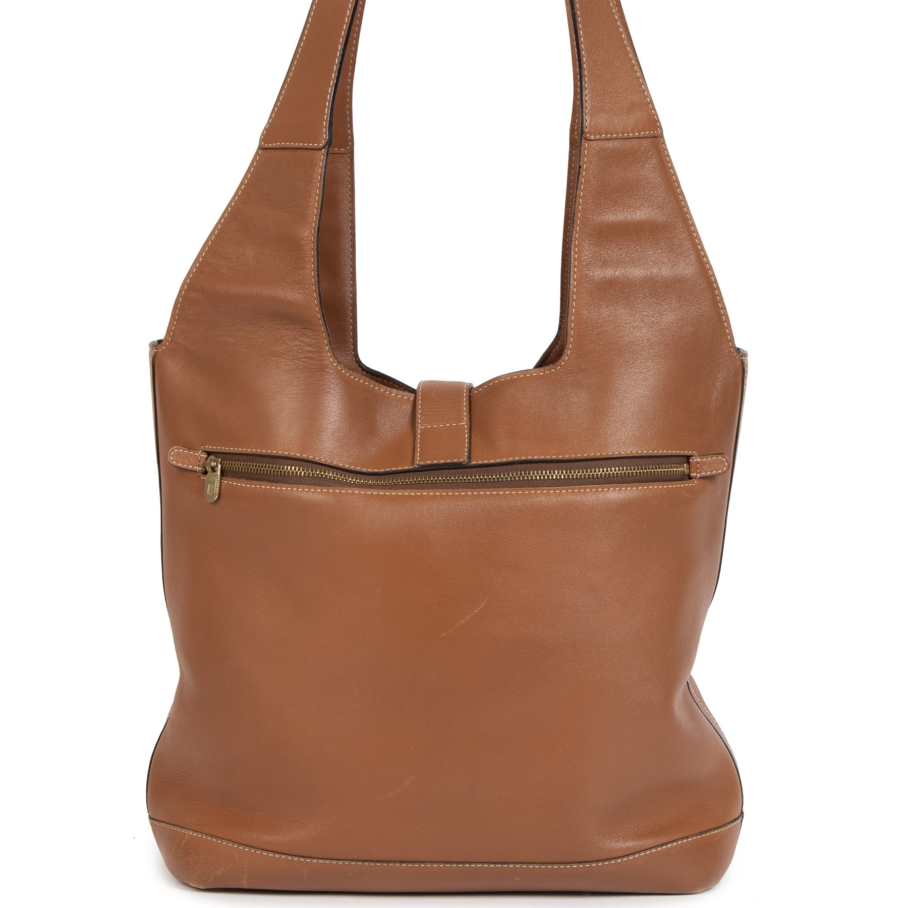 Authentic secondhand Delvaux Cognac Leather Liaison Shoulder Bag designer bags designer accessories luxury vintage webshop safe secure online shopping fashion worldwide shipping
