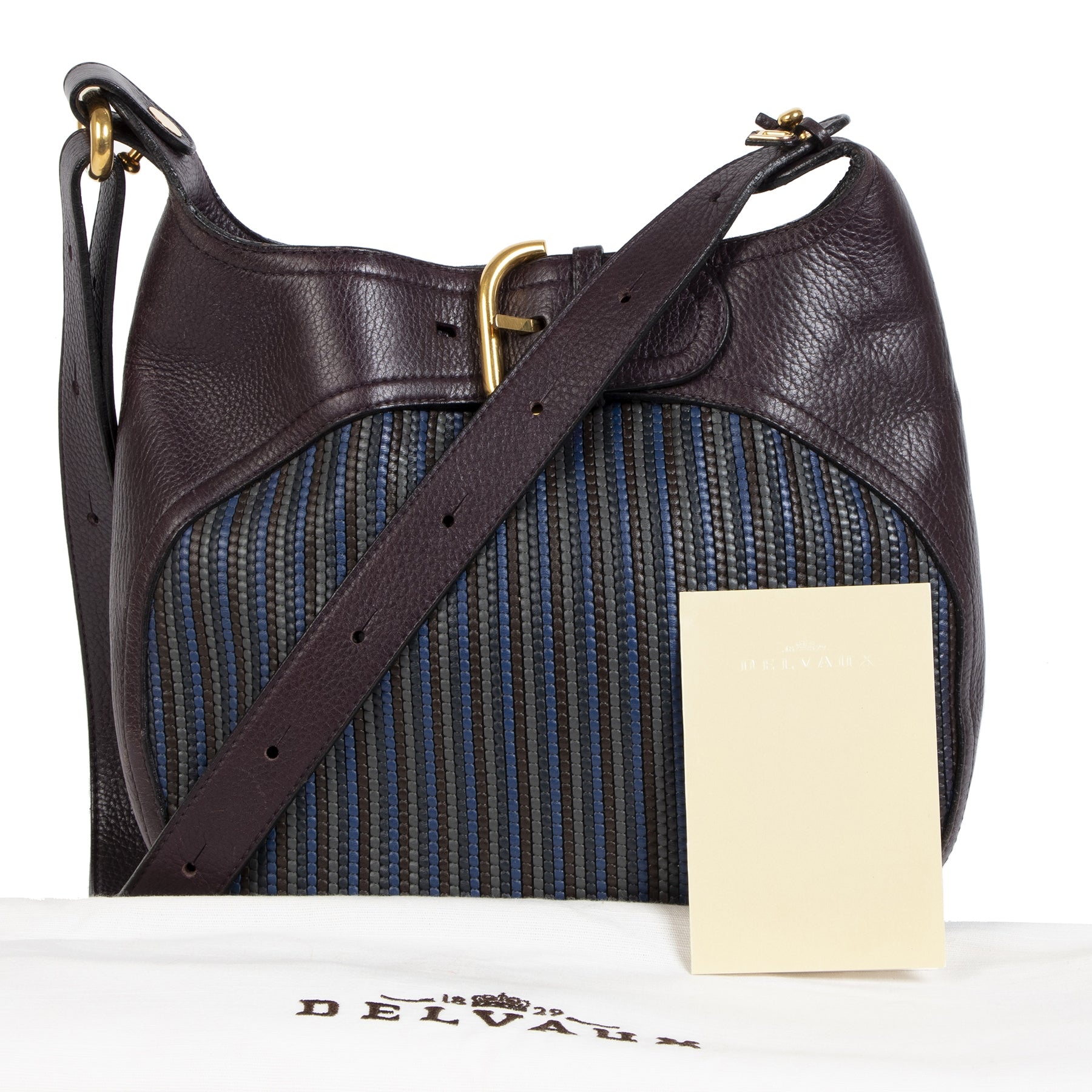 Authentic secondhand Delvaux Brown & Blue Chardonnay Toile de Cuir Bag designer bags luxury vintage webshop safe secure online shopping fashion worldwide shipping