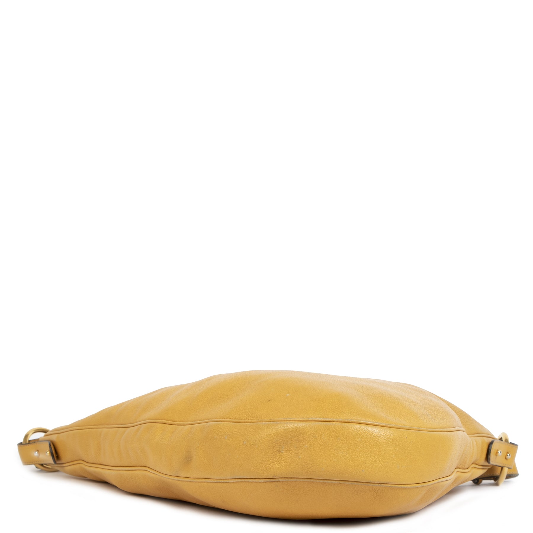 Authentieke Tweedehands Delvaux Ochre Yellow Sling Leather Bag juiste prijs veilig online shoppen luxe merken webshop winkelen Antwerpen België mode fashion