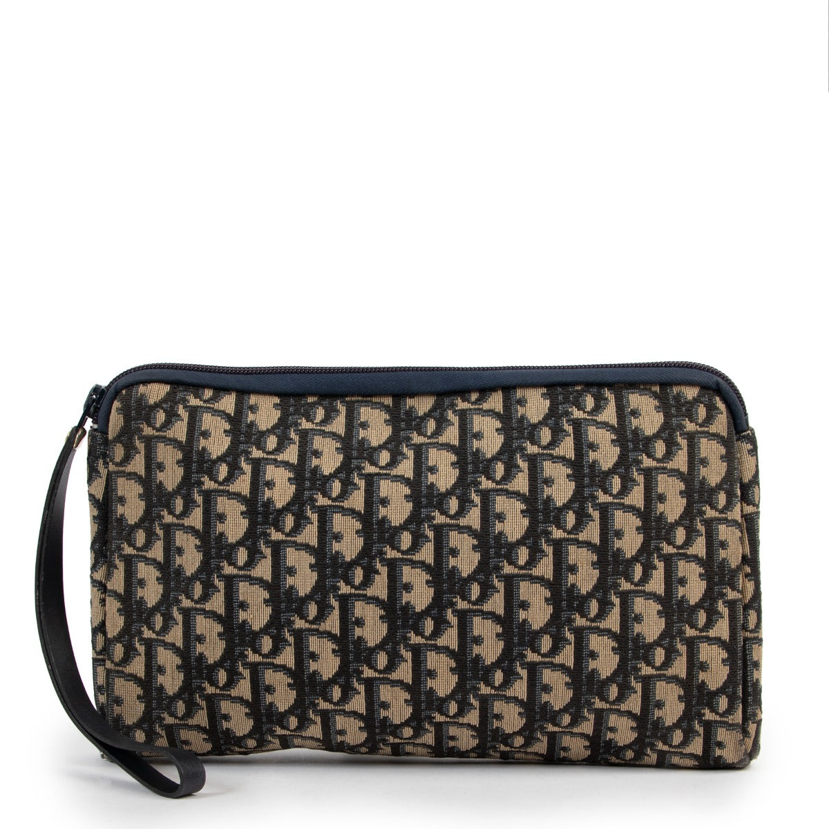 Shop authentic second hand designer vintage Christian Dior Blue Oblique Monogram Canvas Pouch at Labellov for the best price.