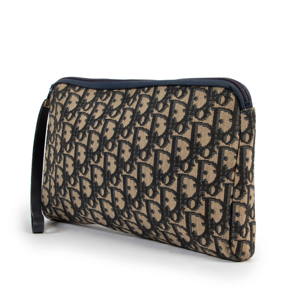 Shop authentic second hand designer vintage Christian Dior Blue Oblique Monogram Canvas Pouch at Labellov for the best price.