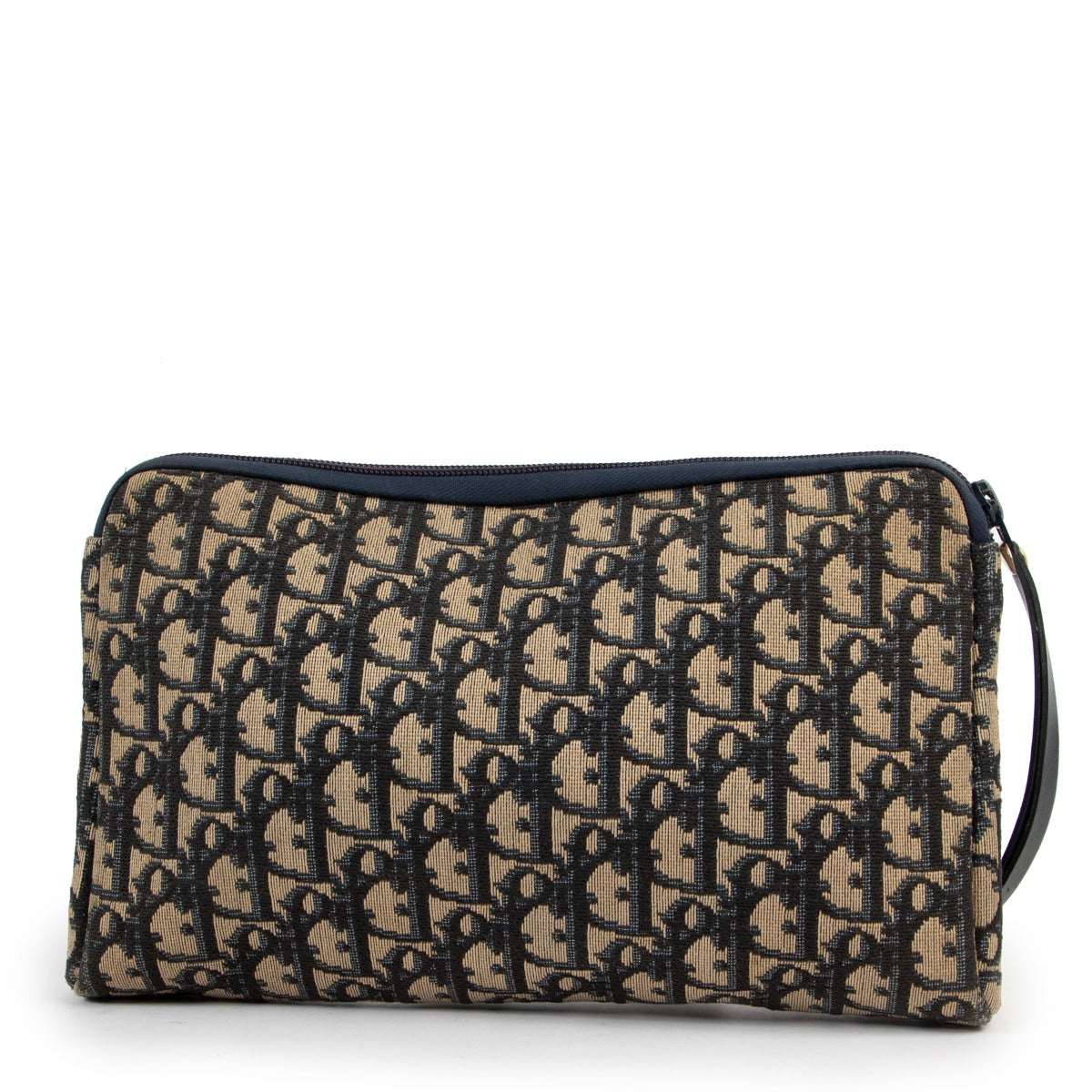 Shop authentic second hand designer vintage Christian Dior Blue Oblique Monogram Canvas Pouch at Labellov for the best price.
