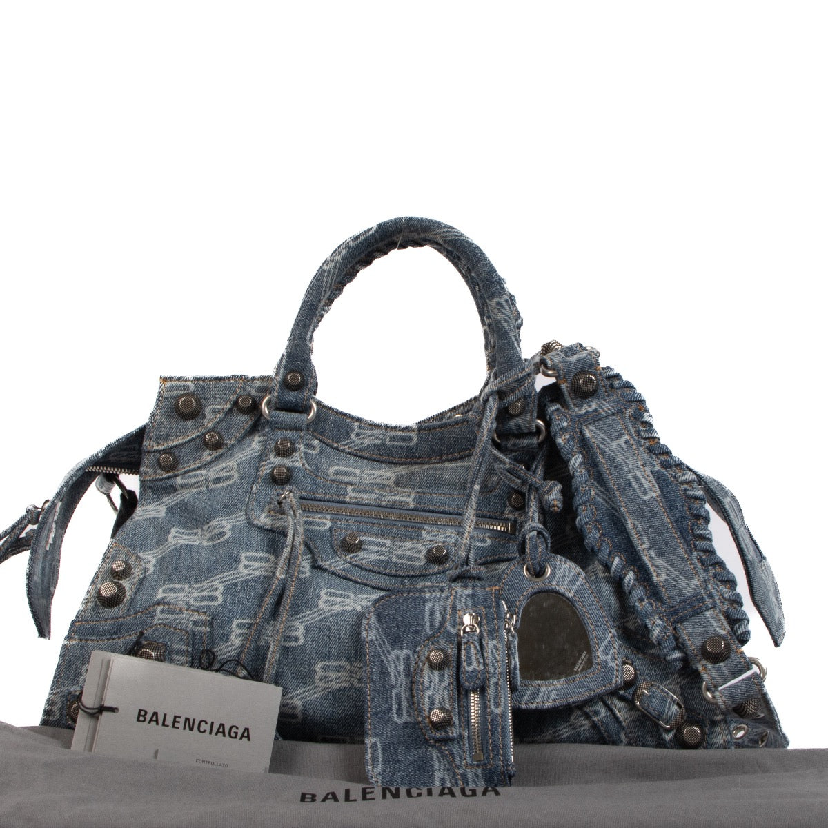 Shop 100% authentic second-hand Balenciaga Blue Monogram Denim Neo Cagole City Bag on Labellov.com