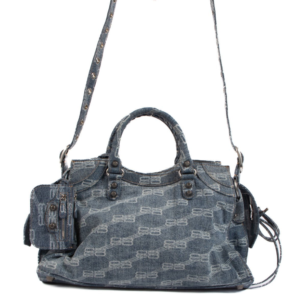 Shop 100% authentic second-hand Balenciaga Blue Monogram Denim Neo Cagole City Bag on Labellov.com
