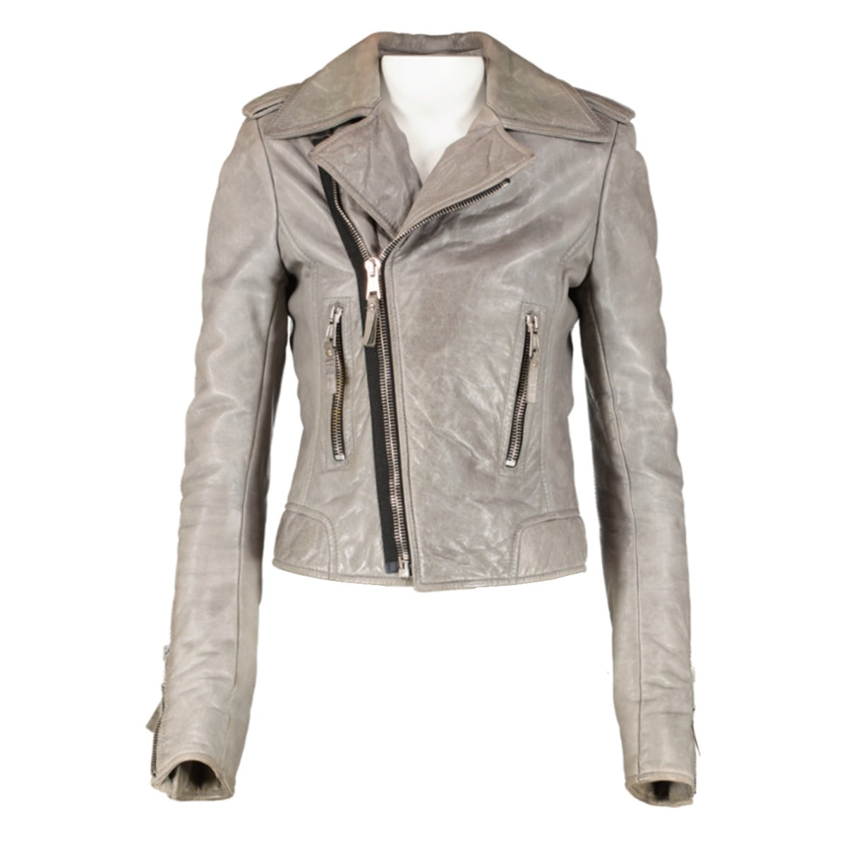 Balenciaga Grey Lambskin Motorcycle Jacket