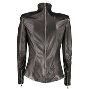 Balmain Back Zip Black Leather Top