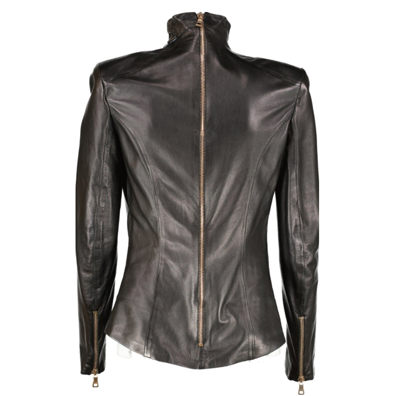 Balmain Zwarte Lamswinkel Lange Mouw Top - maat IT38