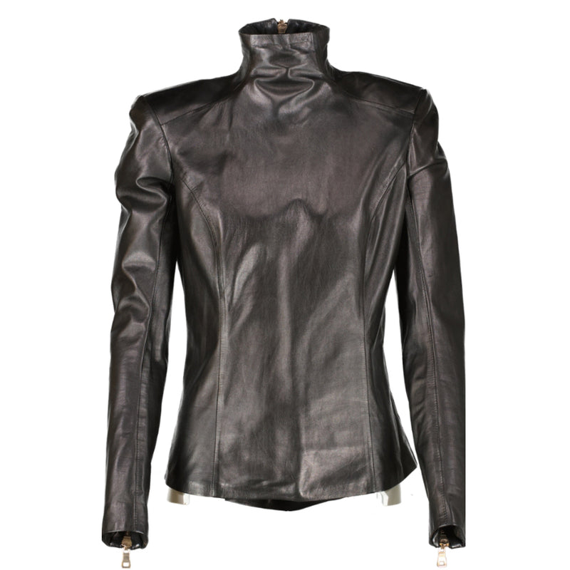 Balmain Zwarte Lamswinkel Lange Mouw Top - maat IT38