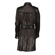 Burberry London Black Lambskin Trench Coat