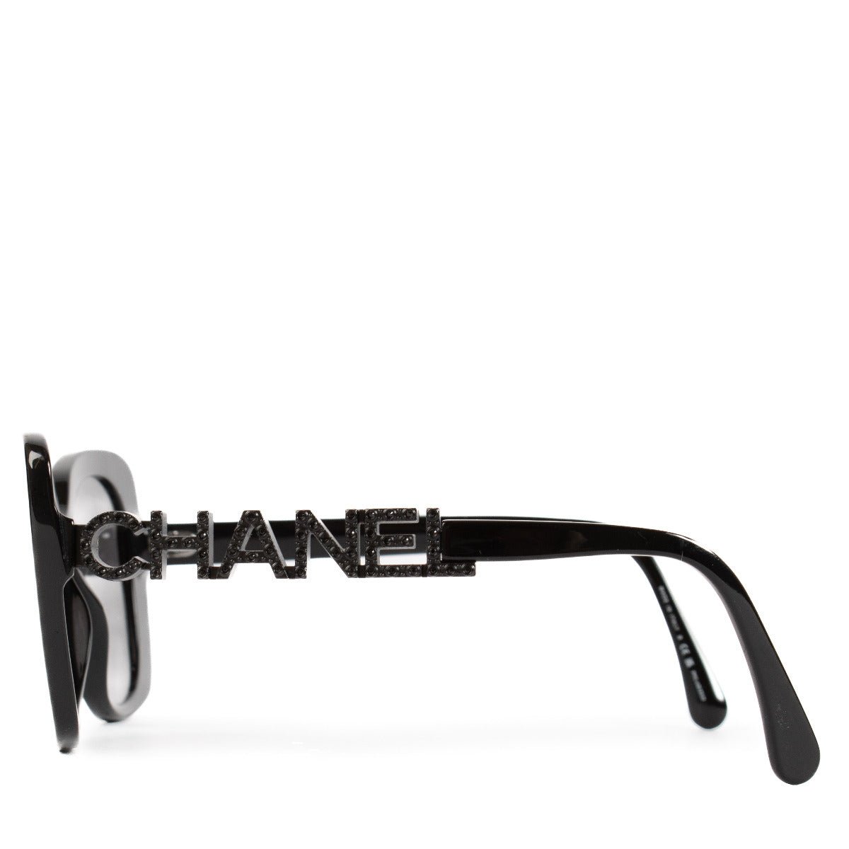 Chanel Zwarte Zonnebril met Strass-logo