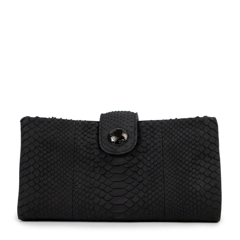 Chanel Black Python Multiflap Clutch Bag available online for the best price at Labellov