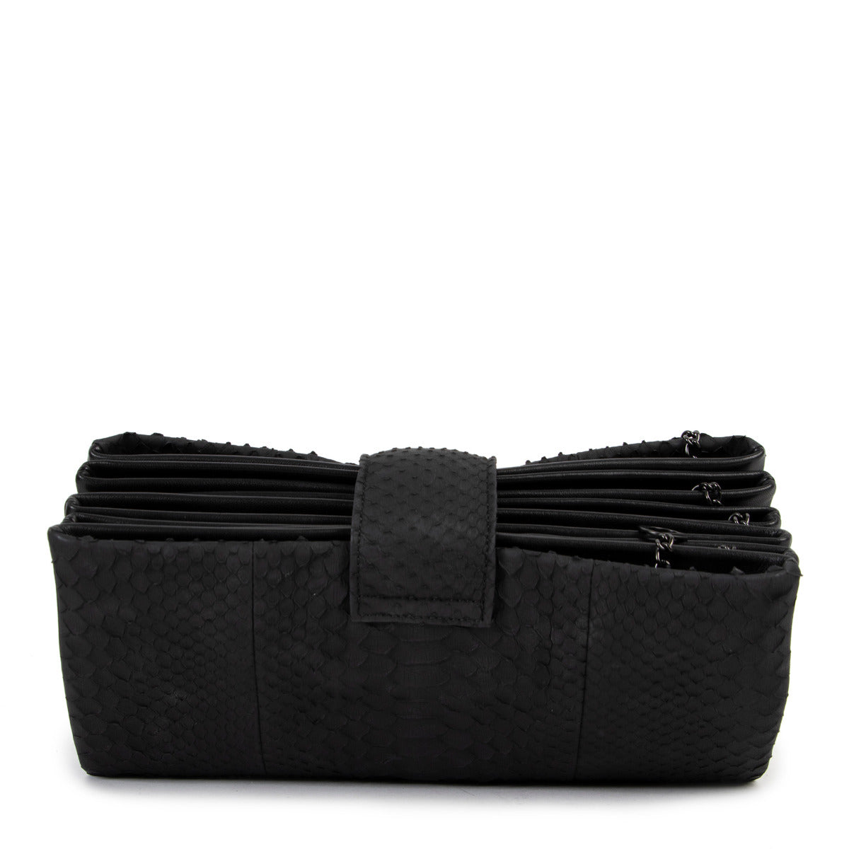 Chanel Zwarte Python Multiflap Clutch Tas