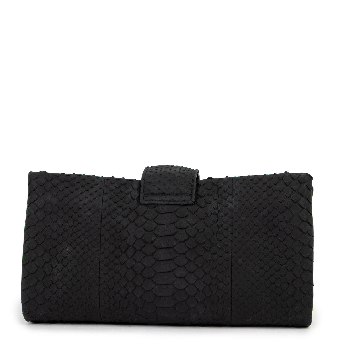 Chanel Zwarte Python Multiflap Clutch Tas